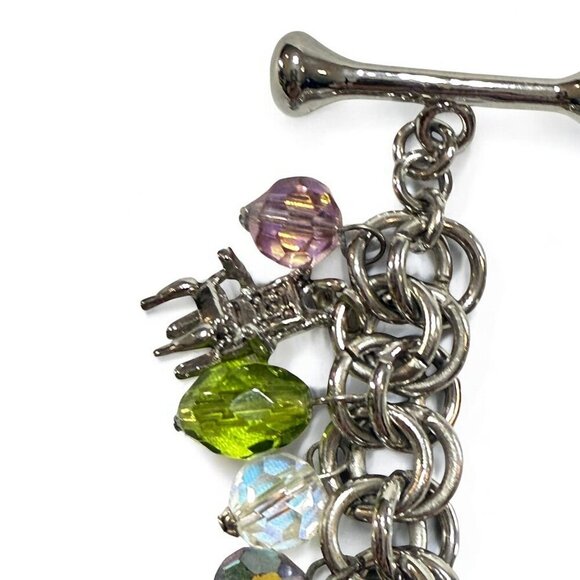 Her Royal Highness PRINCESS Charm Bracelet – Silver Tone, Crystal Beads, Toggle - Picture 6 of 11